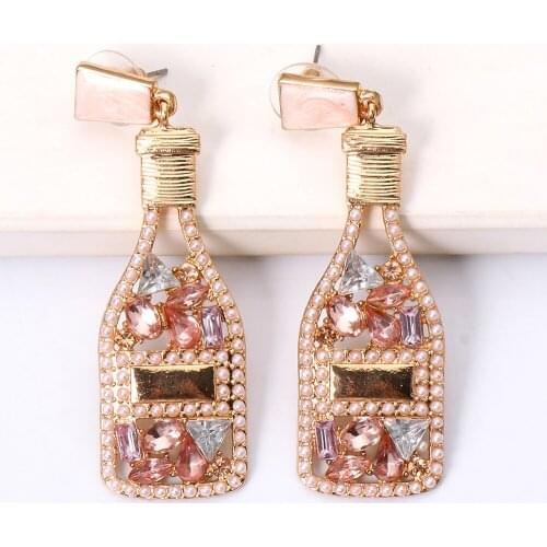 Fashion Crystal Wine Bottle Earrings High Quality Earrings Ladies Earrings Ladies Hip-Hop Party Style Hot Sale In 2021