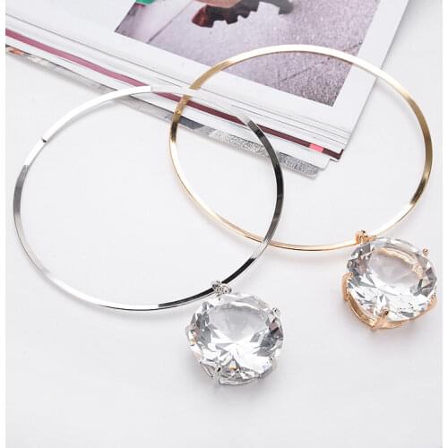 Fashion Pendant Big Large Choker Rhinestone Bib Crystal Clear Necklace Huge