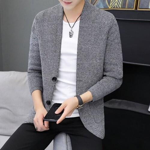 Hot Sale Pull Homme Autumn Winter New Solid Cardigan Men Clothing 2021 Simple Slim Fit V Neck Casual Knitted Sweater Coats 3XL-M