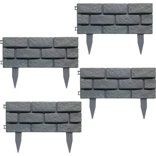 Home Garden Supplies 2021 New 4pcs Plastic Home Garden Border Edging Plastic Fence Stone Lawn Yard Flower Bed Outdoor