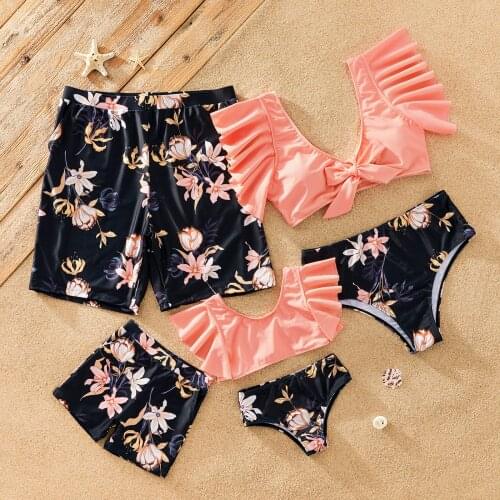 PatPat 2021 New Arrival Family Look Floral Print Matching Swimsuits