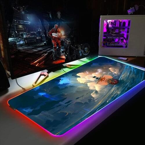One Piece RGB Mouse Pad Desk Protector Wired Pads Gamer Diy Anime Rug Office Computer Mat Gaming Room Accessories Csgo Carpet