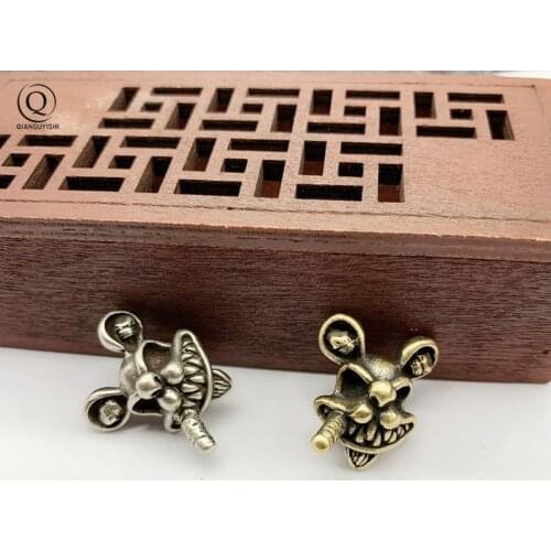 Punk Brass Rabbit Skull Lanyard Pendant for Keychain Jewelry Vintage DIY Bracelet Accessories Paracord Rope Bead Lanyard Hanging