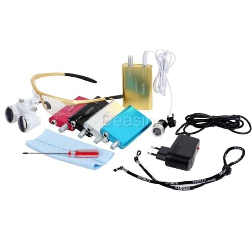 High Quality 2.5X420mm Portable Dentist Surgical Binocular Dental Loupe Optical Glass with LED Head Light Lamp