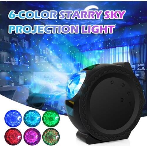 WAKYME Star Projector LED Galaxy Starry Sky Night Light Colorful Ocean Wave Projection Lamp Speaker Sound-Activated Nightlight
