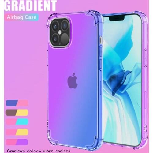 Gradient Shockproof Phone Case For iPhone 13 12 Pro Max 11 Xr Xs Max X 6 7 8 Plus 5 5s SE 2020 Silicone TPU Cover Protect Cases