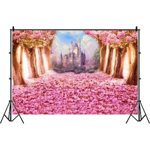 Pink Fantasy Castle Photography Backdrop Princess Party Wedding Photo Background Decoration Studio Prop