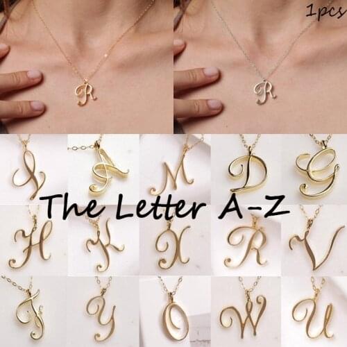Silver Gold Personalized Gift Minimalist Necklace 26 English Letter Necklace Cursive Letter Necklace Party Mothers Day Gifts