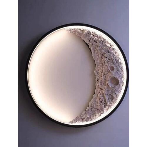 Modern Creative Moon Wall Lamp Garden Staircase Corridor Living Room Aisle Wall Decor Lamp Simple Art Bedroom Bedside Wall Light