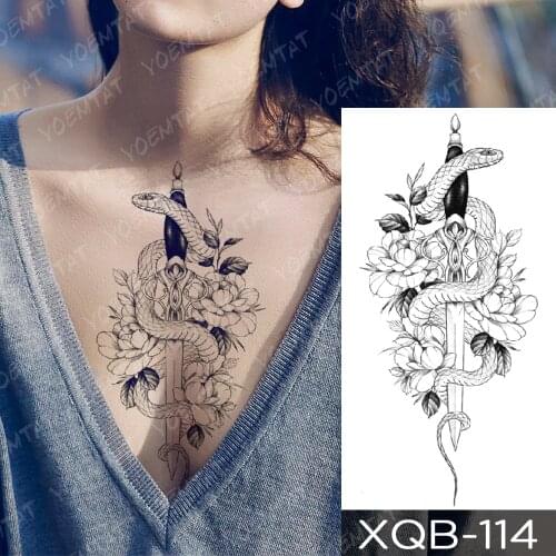 Waterproof Tattoo Sticker Wolf Tiger Compass Forest Tattoos Cross Snake Sword Body Temporary Tatto Decorative Fake Tatoo Man
