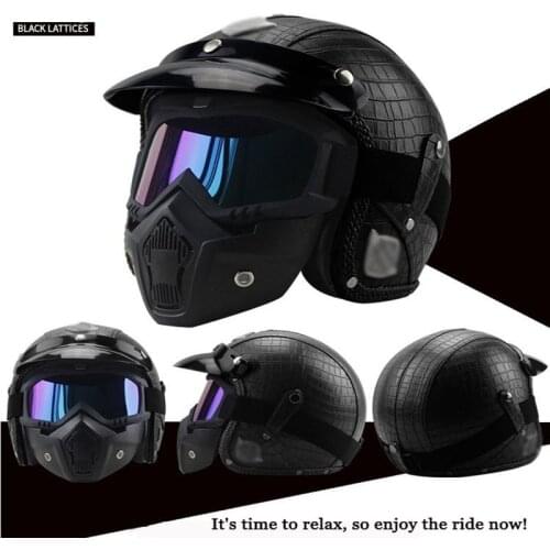 Military Fans Tactical Retro Helmet Motorcycle Cruise Helmet Multi - color Double Anti - fog Mask Three - button Hat Brim
