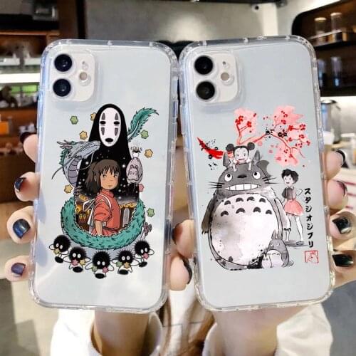 Japan Cute Cartoon Anime Faceless Man Totoro Soft Phone Cases for Iphone 12 11 Pro MAX XS XR 7 8 Plus X Shockproof Clear Funda