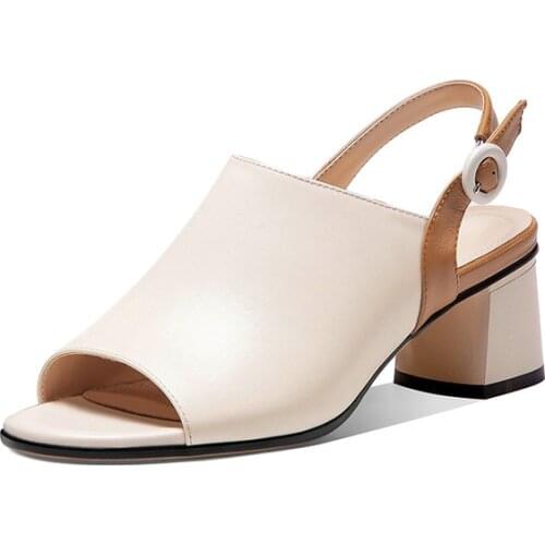 2021 Newest Genuine Leather Shoes Women Sandals High Heels Casual Shoes Top Quality Vintage Summer Sandals Woman