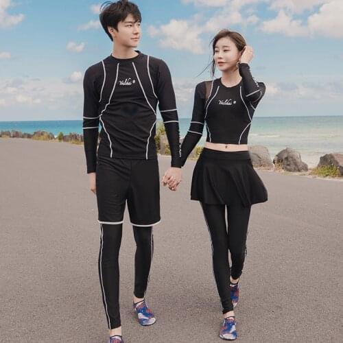 Women Swimsuit Rashguard for mens Long Sleeves Shirt Pants Shorts Black Solid Couple Swimming Wear Sportsuit Wetsuit Sufing suit