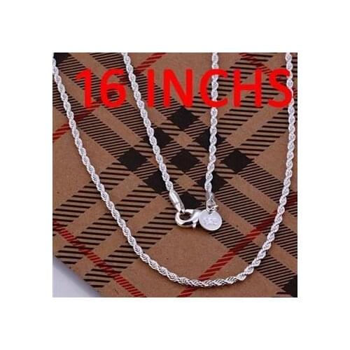 N226-16 925 sterling silver Necklace, 925 silver Pendant fashion jewelry Shine Twisted Line 2mm 16 inches /apoajgva ebeamsla