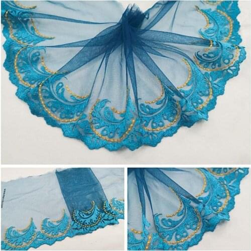 10meters 19cm Wide Embroidered Lace Trim Mesh Tulle Fabric Ribbon for Dress Wedding Applique DIY Sewing Crafts Patchwork