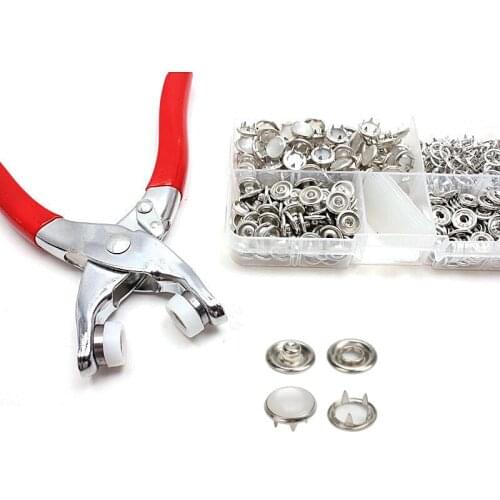 100sets/box 10mm Brass Pearl Prong Snap Buttons Clamps Press Rivets Poppers Childrens Baby Buckle for Sewing+1pc Pliers Tool