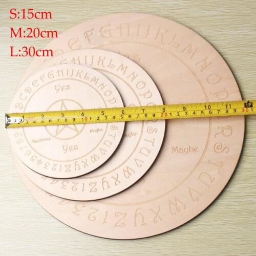 15cm/20cm/30cm (1pc) Round Wooden Board Rune Pattern Meditation Divination Crystal Tool Gift