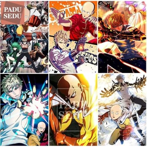 Diamond Painting One Punch Man Saitama Genos Anime Poster Diamond Embroidery Cross Stitch Home Decor Full Square Wall Art Gifts