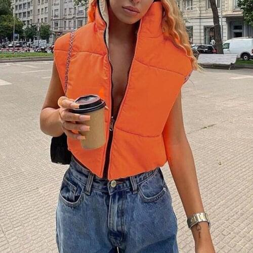 BKLD 2021 New Autumn Winter Vest Coat Fashion Reversible Gilet Zip Up Stand Collar Sleeveless Body Warmer Casual Women Outerwear