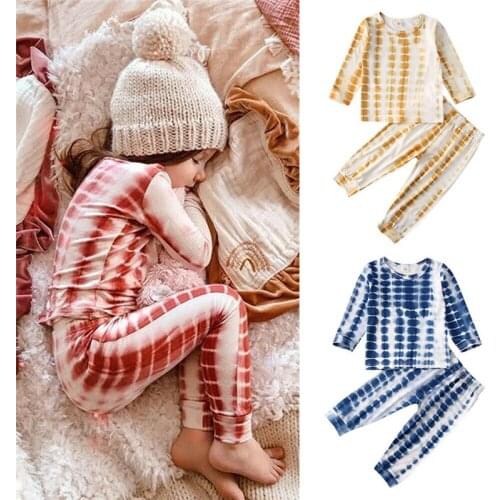 2Pcs Kid Baby Girl Boy Spring Autumn Clothes Children Sleepwear Long Sleeve Top Pullovers Pants Leggings Printed Outfit