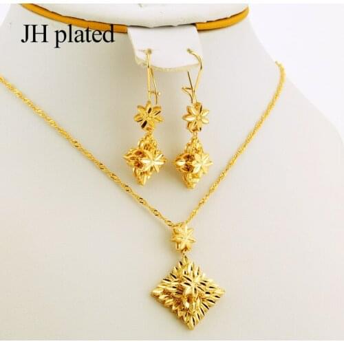 JHplated Nigerian Jewelry Sets Ethiopian Jewelry with Pendant/Earring for Womens Wedding Gift Africa