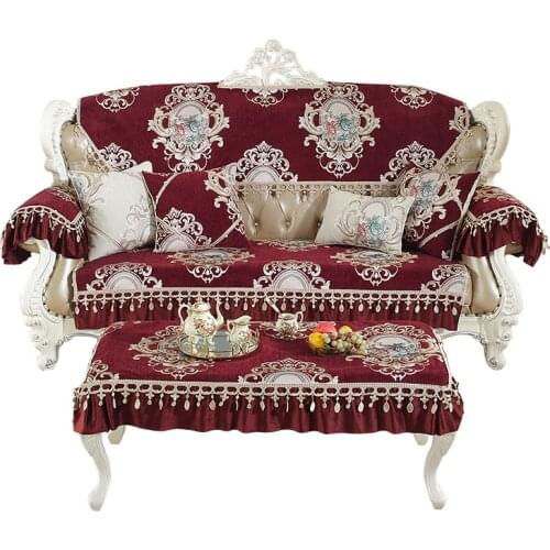 European Sofa Cover Non-slip Jacquard Cushion Couch Covers For Wedding Living Room Skirt Side Covering The Sofas Luxury Decor