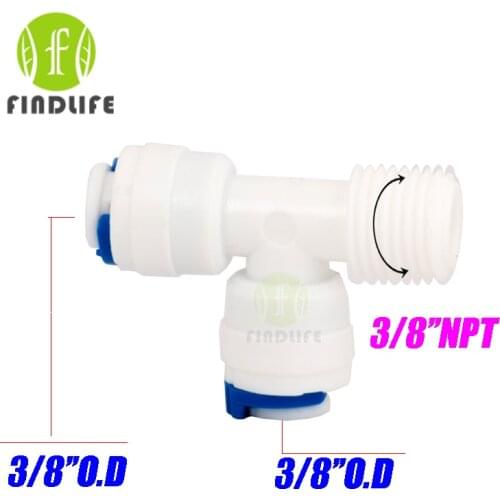 Water Filter Parts 5pcs/lot T Typle 3/8" OD Tube 3/8"NPT BSP right male Quick Connector Aquarium Reverse Osmosis System 7566