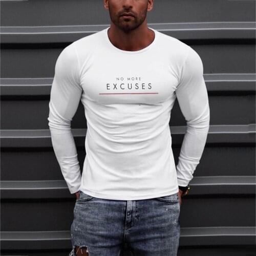 Fashion Letter Print Mens T-shirts Summer and Autumn Casual Slim O Neck Long Sleeve T-shirt Top Pullover Streetwear Tops
