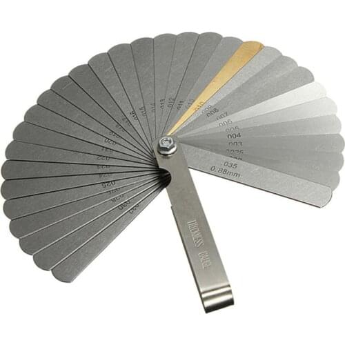 Guitar Feeler Gauge 32 Blades High Precision Stainless Steel Dual Marked Metric and Imperial Gap Measuring Tool 0.04-0.88mm