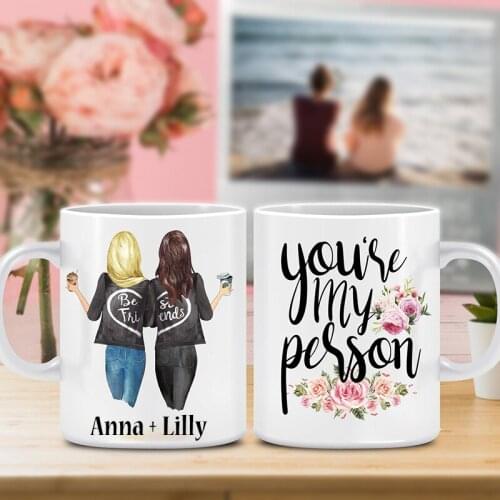 Personalized Names White Coffee Mug Best Friends Girls Gift Ceramic Cute Mugs Coffee Mugs Tazas De Ceramica Creativas R2015