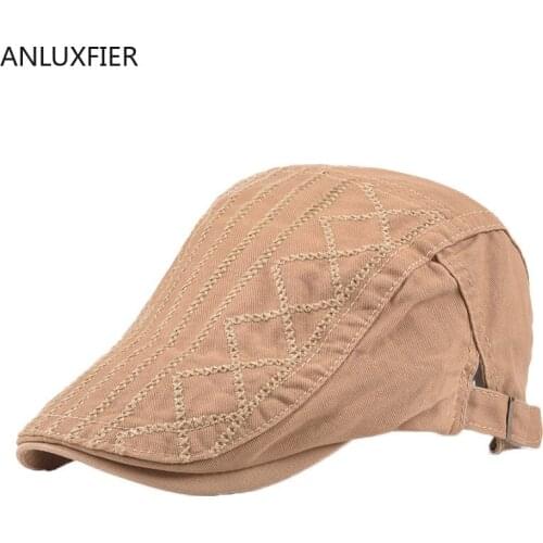 H7513 Korean British Beret Hat Men Spring Summer Leisure Berets Cap Cotton Solid Color Forward Hats High Quality Fashion Caps