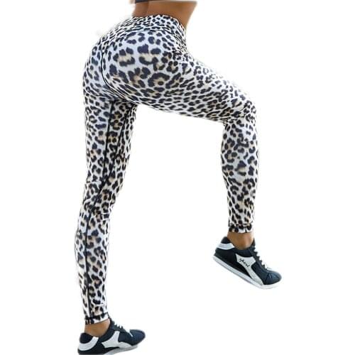 New Style Sexy Leopard Print High Waist Women Yoga Leggings Stretch Yoga Pants Running Sport Leggings Peach Hip Fitness Leggings