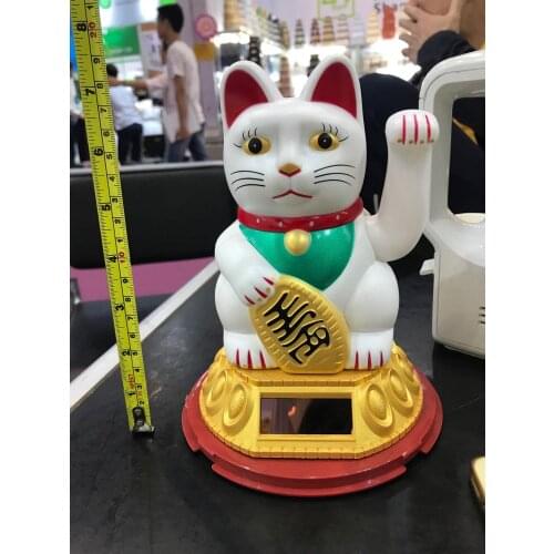 [ Fly Eagle ] SOLAR POWER BECKONING CAT White Wealth Lucky Waving Kitty Maneki Neko Fortune