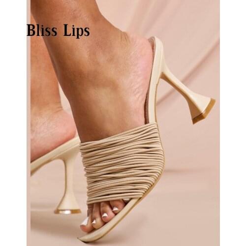 Summer Womens Slippers for Outside Thin Band Combination Sandals High Heels Sexy Womwn Shoes