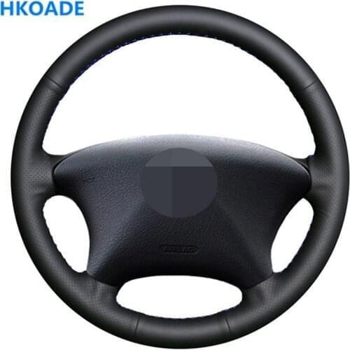 Hand-stitched Car Steering Wheel Cover for Citroen Xsara Picasso 2001-2004 Peugeot Partner Black Soft Genuine Leather
