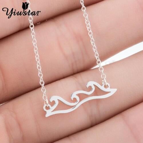 Trendy Geometric Figure Wave Pendant Necklaces for Women Gifts Chains Hollow Lattice Necklace Stainless Steel Yiustar Jewelry