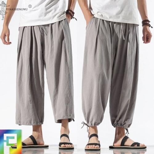 Men Japanese Style Pants Samurai Costume Vintage Male Trousers Vintage Harem Pants Chinese style Retro Loose Bloomers