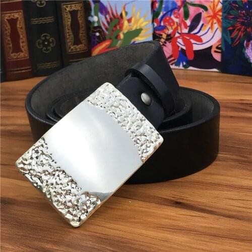 Metal Belt Buckle Leather Belt Men Ceinture Homme Men Belt Genuine Leather Men Strap Riem Waist Male Leather Belt Wide MBT0016