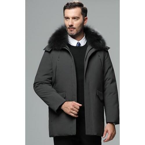 Mens big fur collar down jacket new all-net explosion models middle-aged mens down jacket Winter business talk clothes