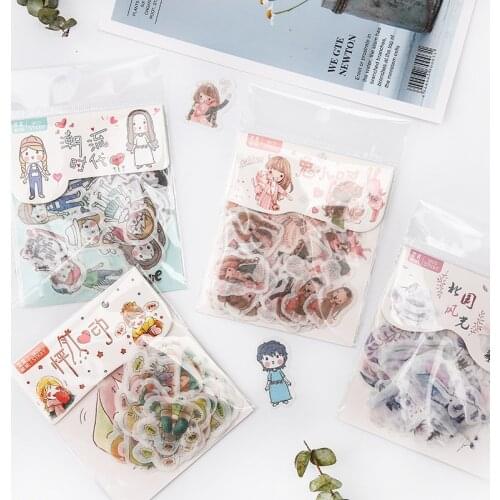 40pcs/pack Kawaii Rabbit girl Stickers Set Decorative Stationery Sticker Scrapbooking DIY Diary Album Stick Lable