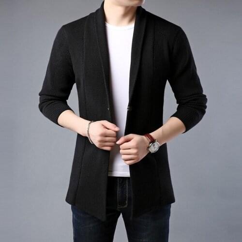 2019 New Fashion Sweater Jackets For Men Long Cardigan Korean Trend Streetwear Overcoat Autumn Casual Coat Mens Clothing