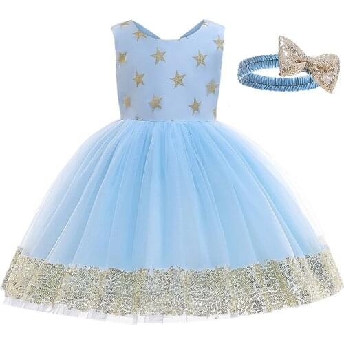 New Girls Dress Children Clothes Xmas Kids Dresses For Girls Party Dress Girl Sequin Stars Infant Gown Toddler Summer Dressess