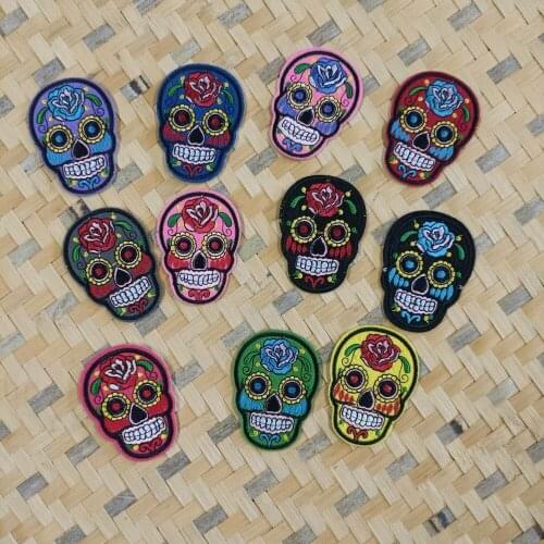 Apparel iron-on embroidery flower skull animal cartoon patches for clothing AM-17