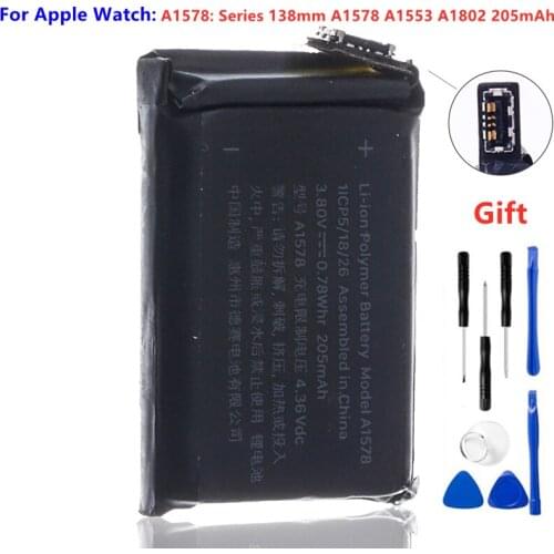Original Battery A1578 For Apple Watch Series 1 38mm A1578 A1553 A1802 205mAh + Free Tools