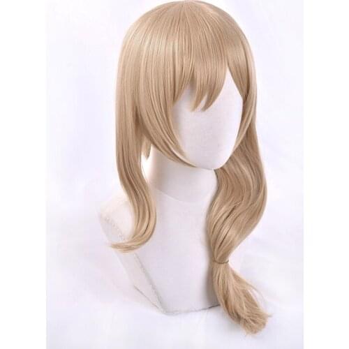 Genshin Impact Lisa Cosplay Wig Beige Wavy Long Role Play Heat Resistant Synthetic Hair Wigs + Wig Cap