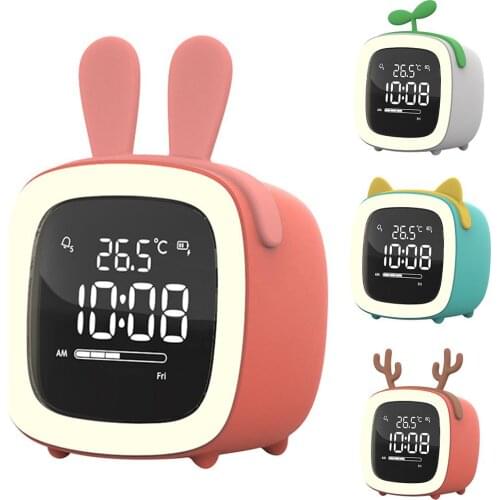 Cartoon Rabbit Ear Shape Rechargeable Digital Display LED Nigh Light Alarm Clock LED Digital Alarm Clock with Backlit AlarmClock