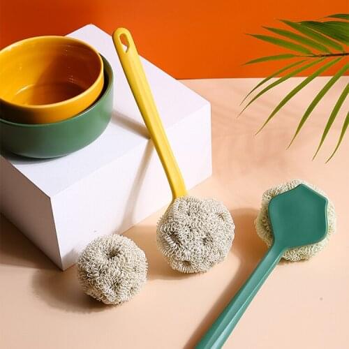 Plastic long handle pan brush non-stick oil cleaning ball handle wash cup dish brush pan brush cleaning supplies