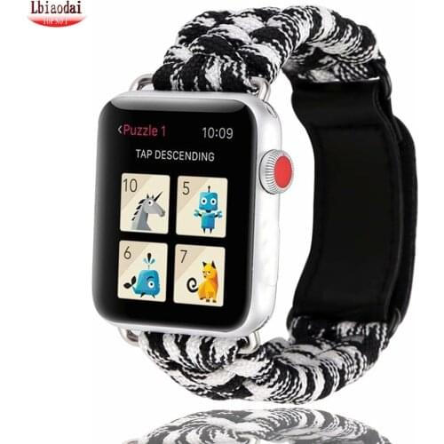 Strap For apple watch band 44mm 40mm iwatch 38/42mm Leather clasp Survival Rope watchband bracelet applewatch serie 5 4 3 Se 6