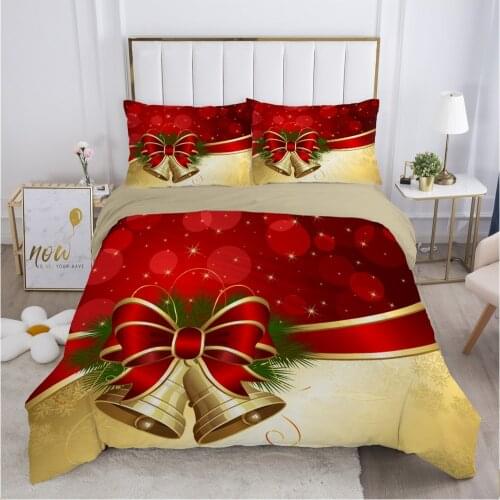 Christmas santa claus Duvet cover set 200x200 Bedding set Twin Queen King Double Bed linens Quilt cover Bedclothes small bell